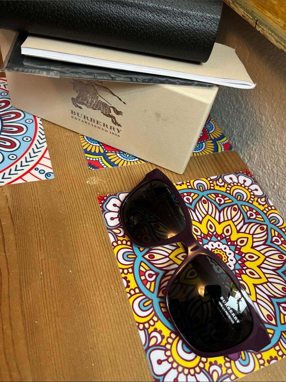 NWT Burberry Deep Purple Cat-Eye Sunglasses with Dark Lenses - Picture 7 of 7